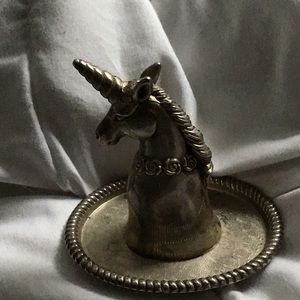 ELEGANCE 3D Unicorn silver plated ring holder. Vintage